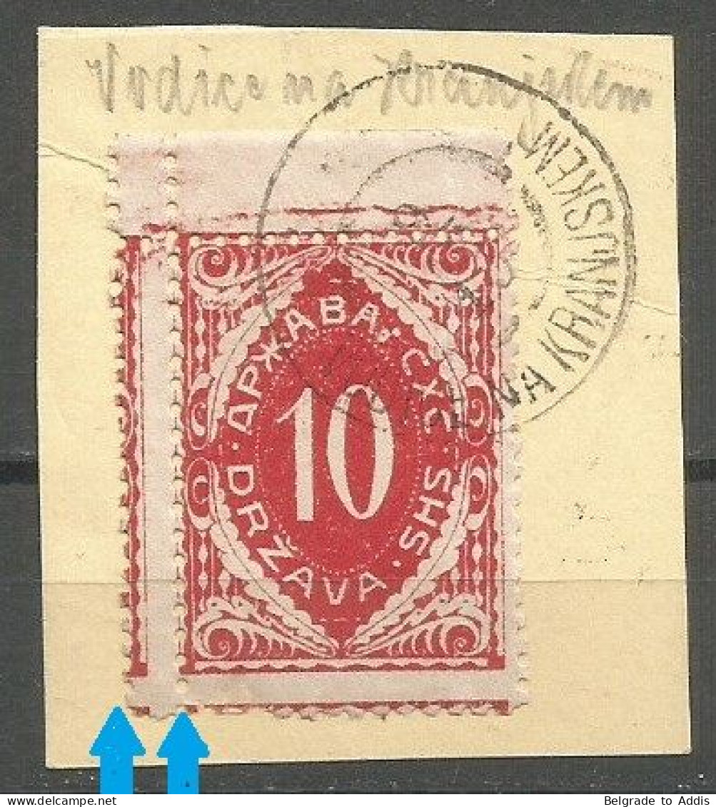 Yugoslavia SHS Slovenia Porto Mi.38 With BRIDGE Used On Piece 1919 Cancel Vodice Na Kranjskem - Oblitérés