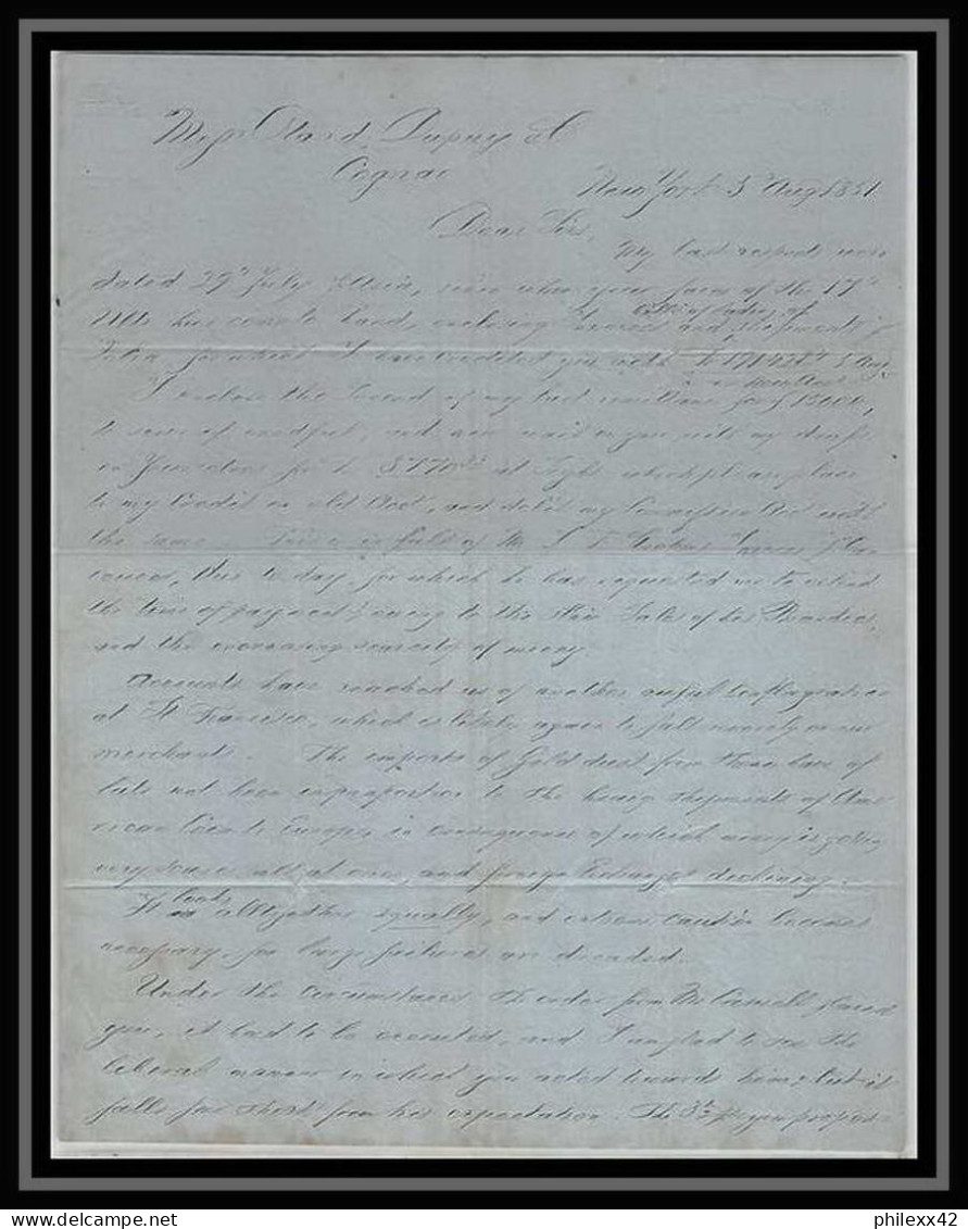 36202 1854 steamer américa new york usa cognac Charente Marque postale maritime cover Schiffspost lettre LAC bateau