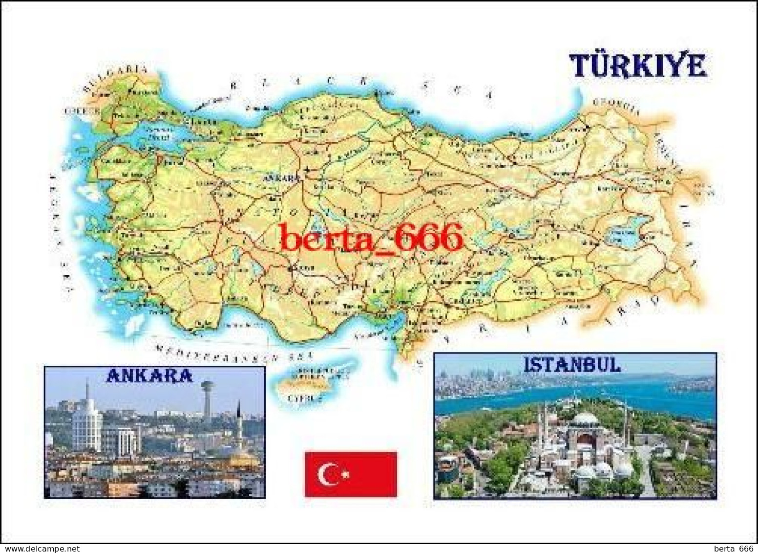 Turkey Country Map New Postcard * Carte Geographique * Landkarte - Turkey