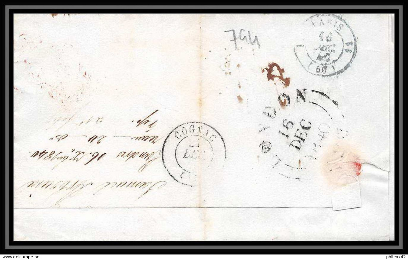 36032 1840 Londres London England Cognac Charente Marque Postale Maritime Cover Schiffspost DISCOUNT - Entry Postmarks