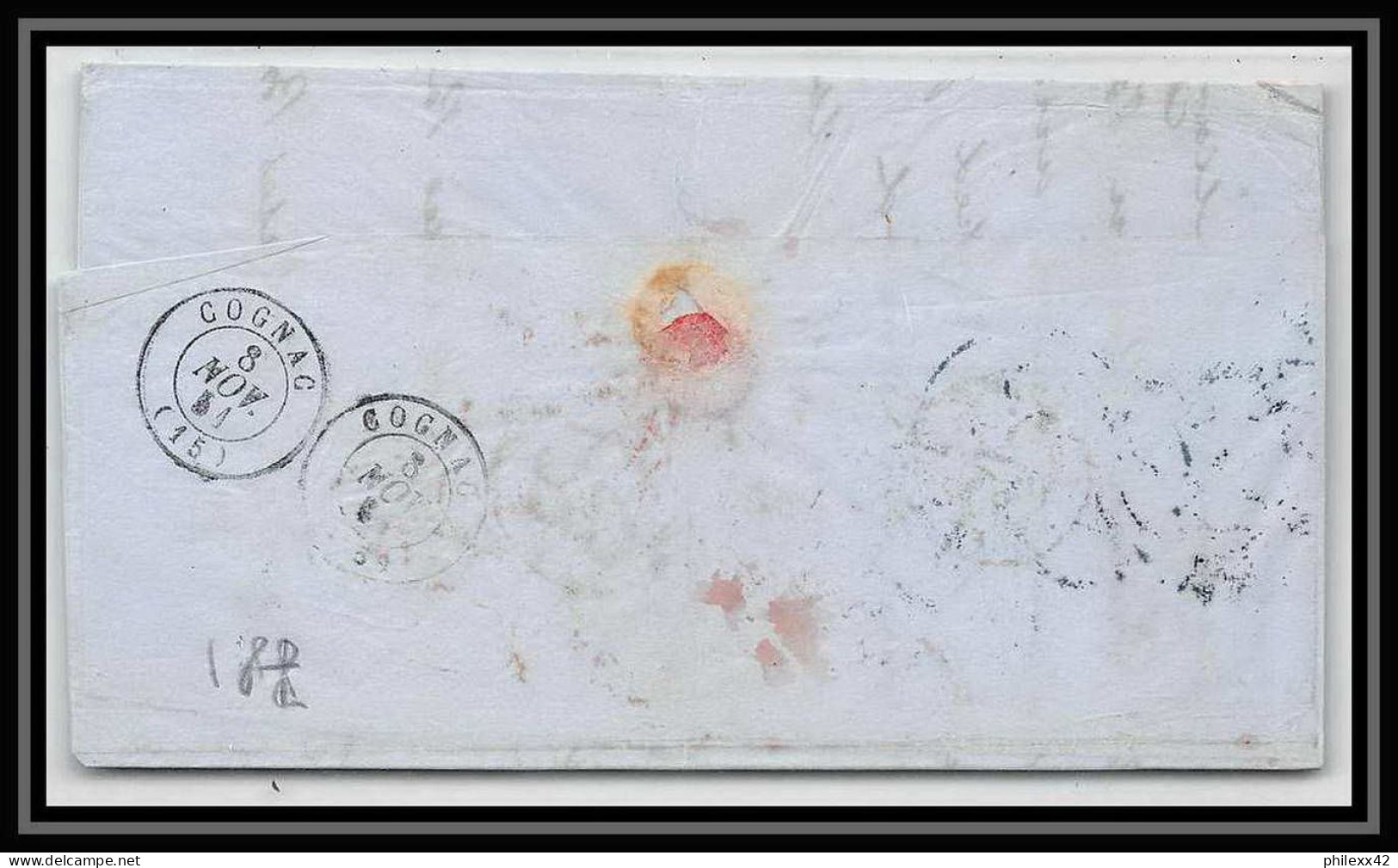 36020 1851 Hull England Port Payé Cognac Charente Marque Postale Maritime Cover Schiffspost Lettre  - Marques D'entrées