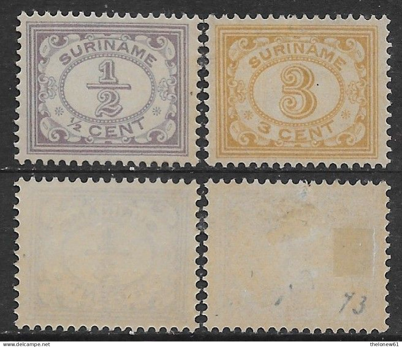 Netherland Colonies 1902 Suriname Digits In Oval 2val Mi N.47,51 MNH/SG **/MNG - Surinam ... - 1975