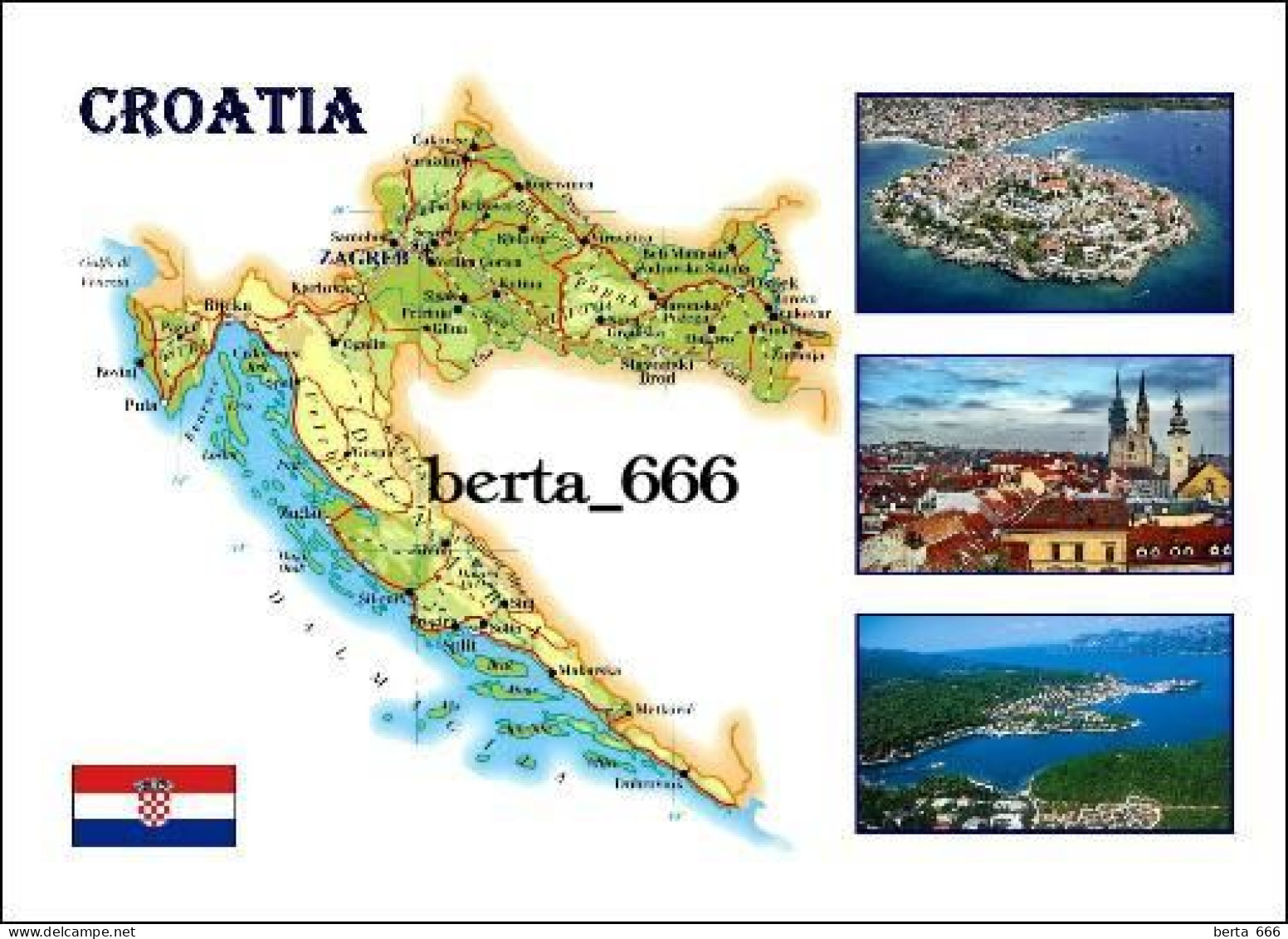 Croatia Country Map New Postcard * Carte Geographique * Landkarte - Kroatien