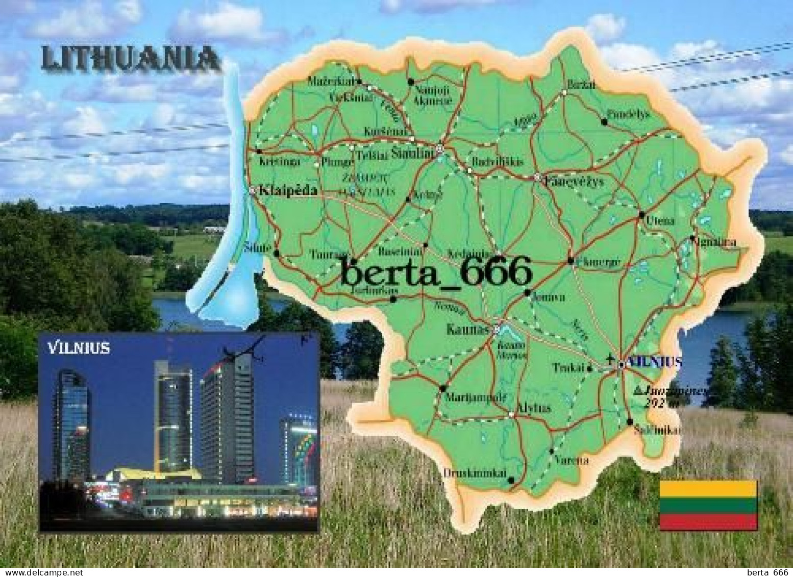 Lithuania Country Map New Postcard * Carte Geographique * Landkarte - Lituanie