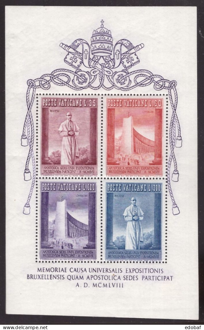 Italia Vaticano, Foglietto Expo Bruxelles Del 1958 Nuovo **  -FZ40 - Unused Stamps