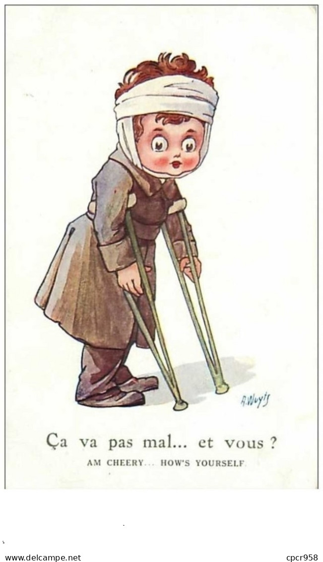 ILLUSTRATEURS.n°7563.WUYTS.CA VA PAS MAL....ET VOUS.HOMME EN BEQUILLE.BLESSE - Wuyts