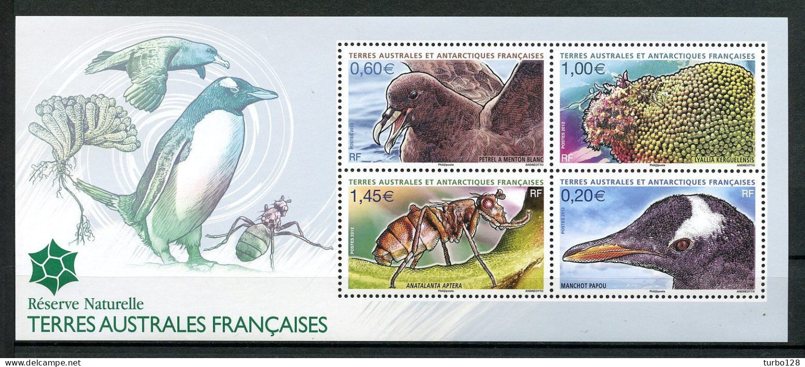 TAAF 2012 N° F622 ** ( 622/625 ) Neufs MNH Superbes  C 15 € Faune Oiseaux Insectes Birds Insects Pétrel Réserve Animaux - Nuovi