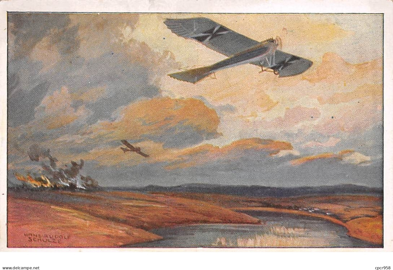 Illustrateur - N°68294 - Schulze - Avions Au-dessus D'un Feu - Schulze, Hans Rudolf