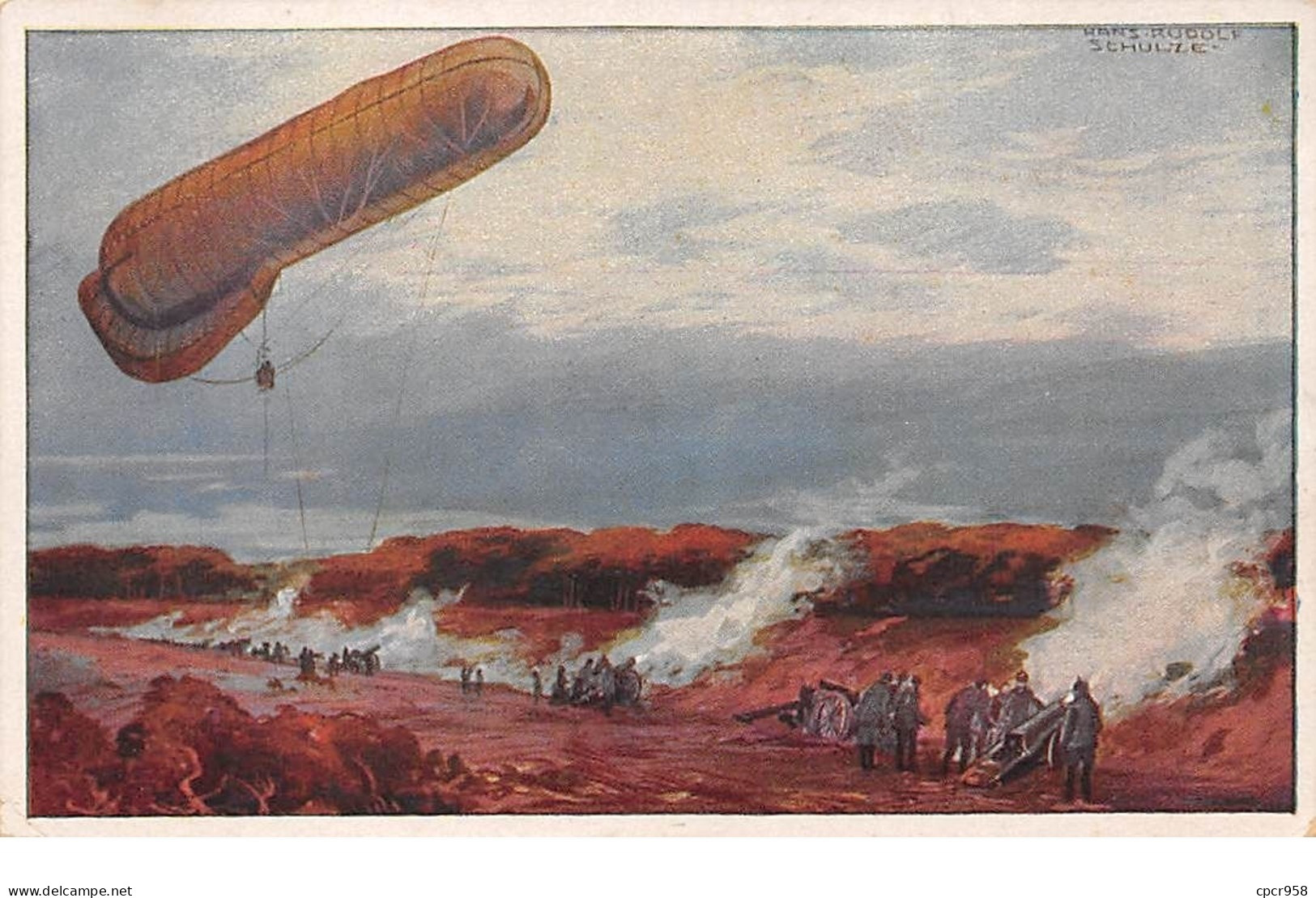 Illustrateur - N°68288 - Schulze - Ballon Au-dessus De Canons Tirant - Schulze, Hans Rudolf