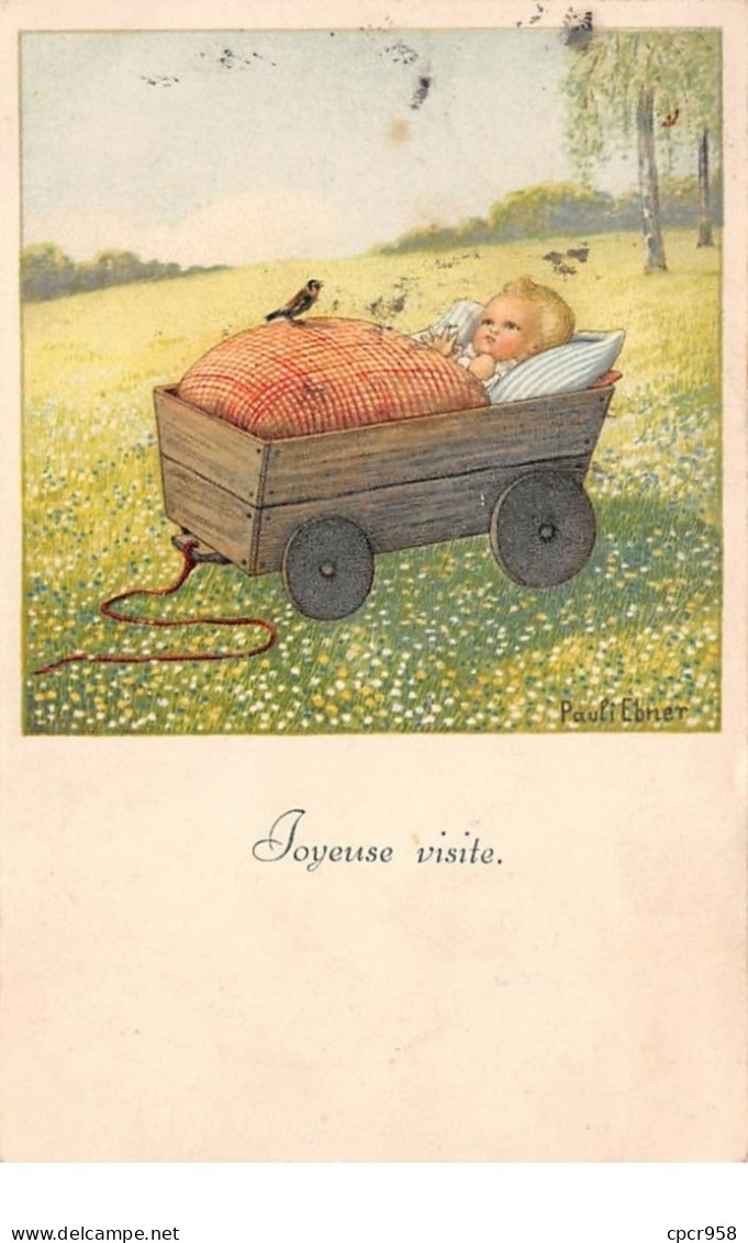 Illustrateur - N°68203 - P. Ebner - Joyeuse Visite - Bébé Dans Une Petite Voiture à Roulette - Ebner, Pauli