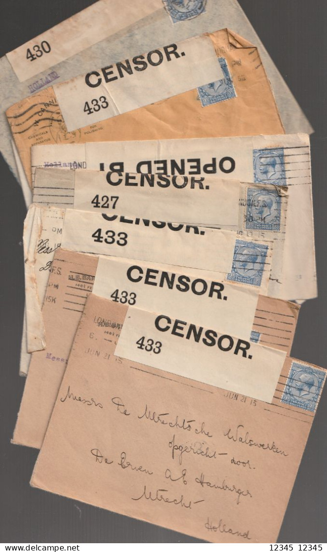 8 Letters Sent To Utrecht, Netherland Letters Opened By Censor - Brieven En Documenten