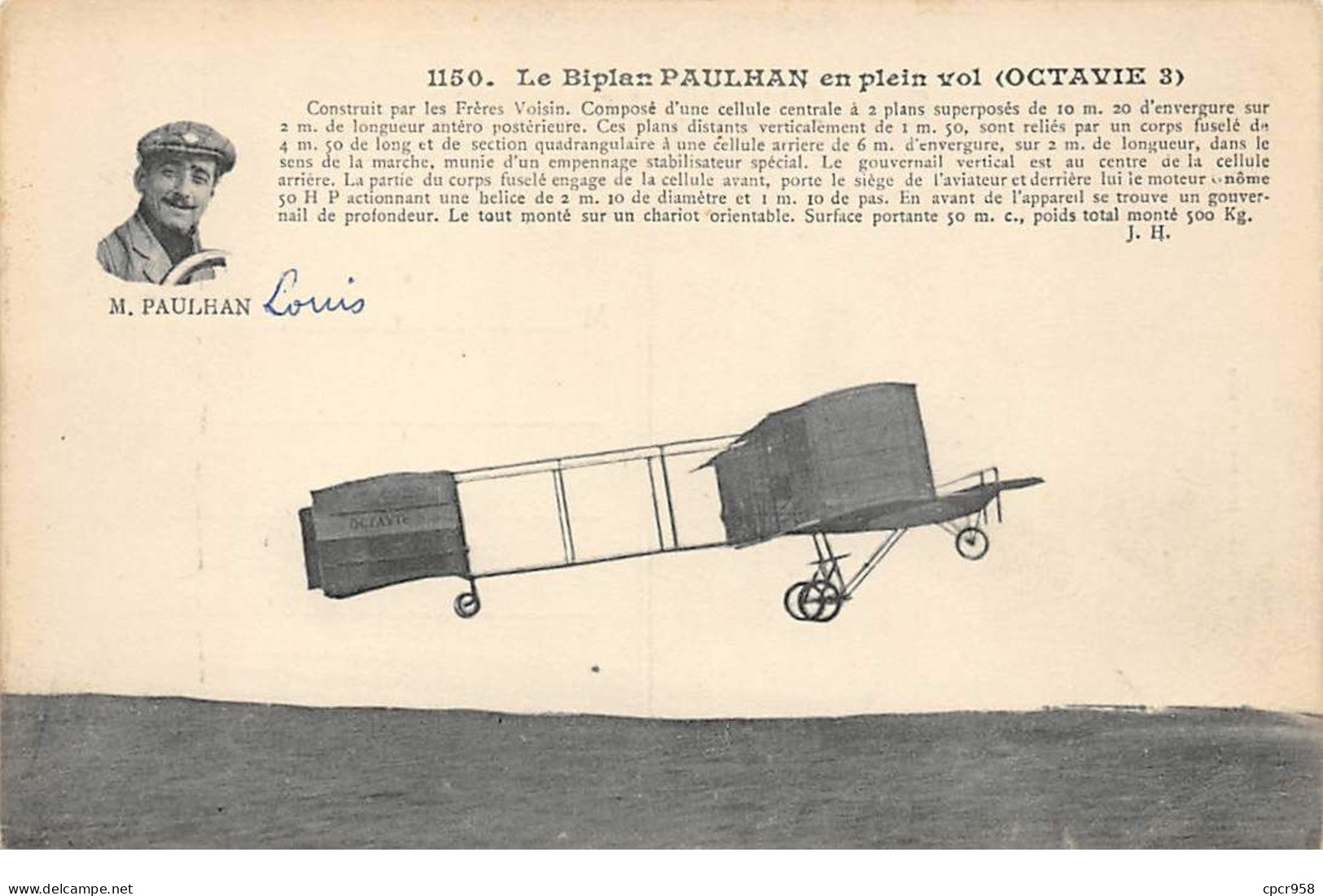 Avions - N°68562 - Le Biplan Paulhan En Plein Vol (Octavie 3) - ....-1914: Précurseurs