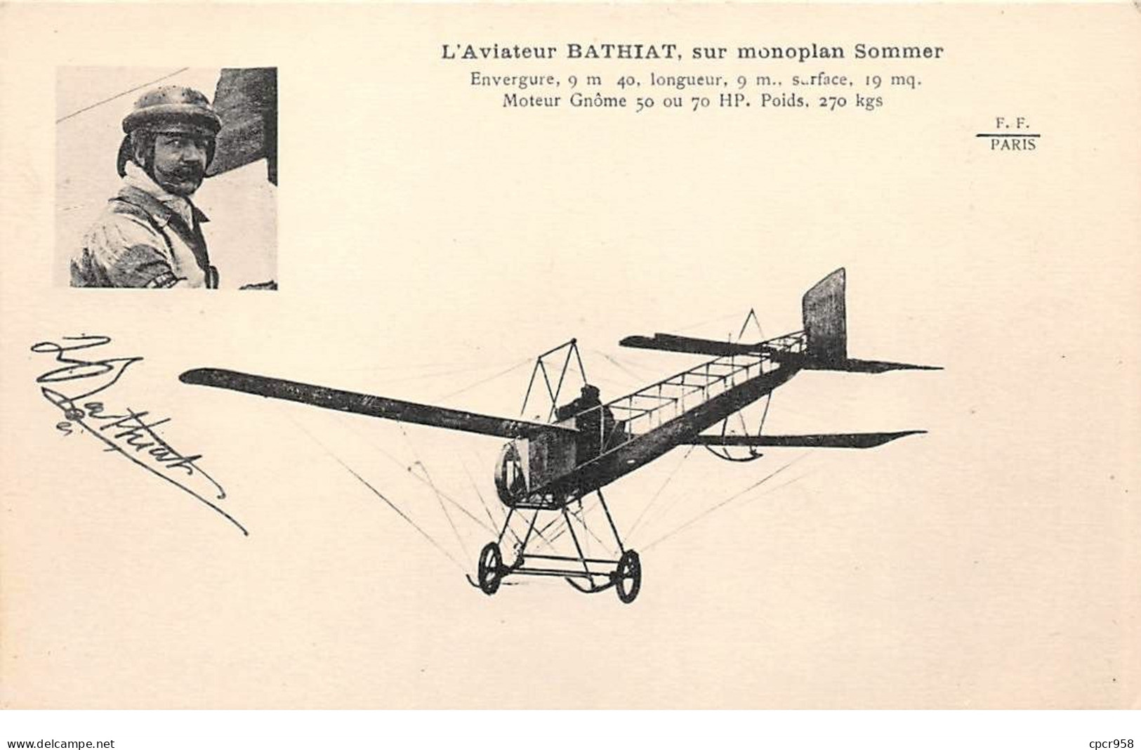 Avions - N°68559 - L'aviateur Bathiat, Sur Monoplan Sommer - ....-1914: Précurseurs