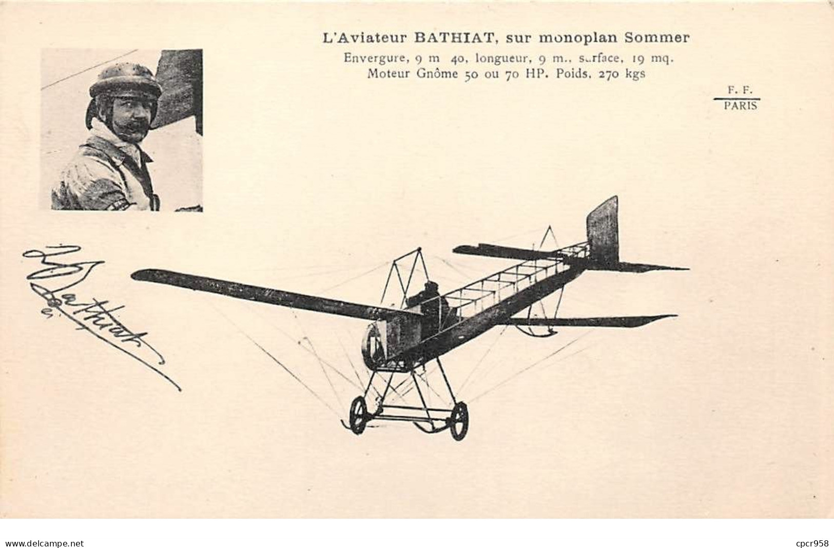 Avions - N°68559 - L'aviateur Bathiat, Sur Monoplan Sommer - ....-1914: Precursori