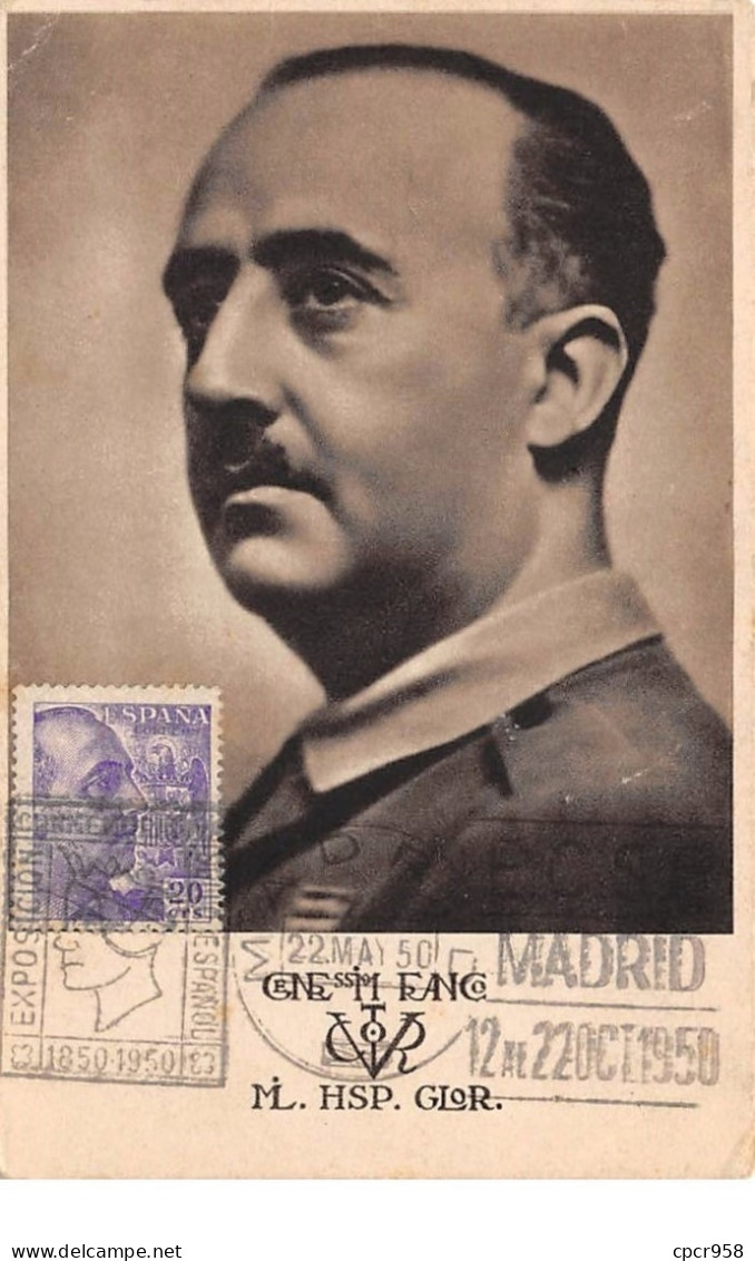 ESPAGNE .CARTE MAXIMUM. N°207799. 1950. Cachet Madrid? . Glor. Syndicat - Maximum Kaarten