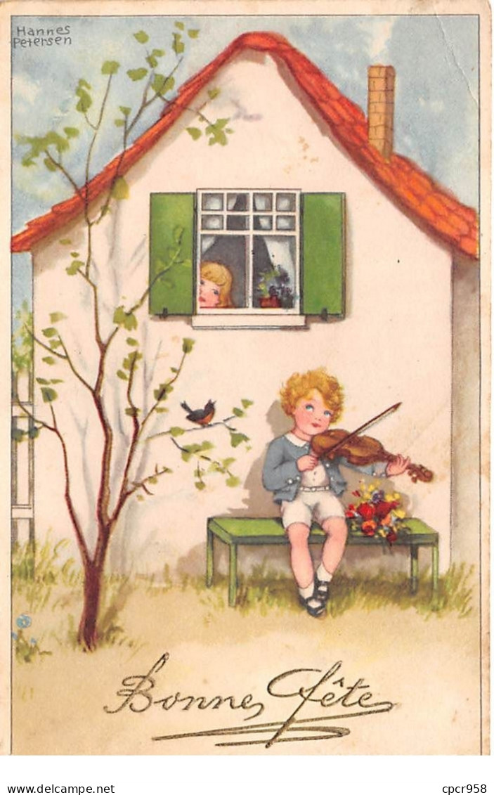 Illustrateur - N°70358 - H. Petersen - Bonne Fête - Garçon Jouant Du Violon Sous La Fenêtre D'une Fillette - Petersen, Hannes