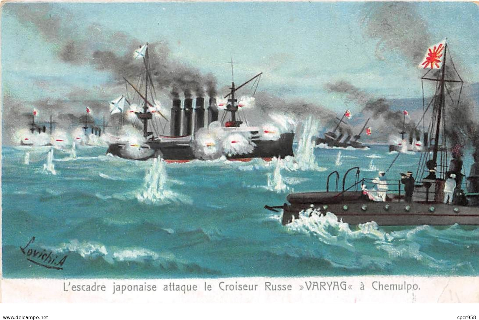 Bateaux - N°69852 - L'escadre Japonaise Attaque Le Croiseur Russe Varyag A Chemulpo - Guerra