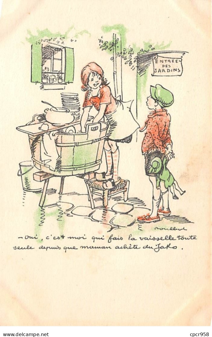 Illustrateurs - N°72774 - F. Poulbot - Oui, C'est Moi Qui Fais La Vaiselle  ... Achète Du Jako - Carte Publicitaire - Poulbot, F.