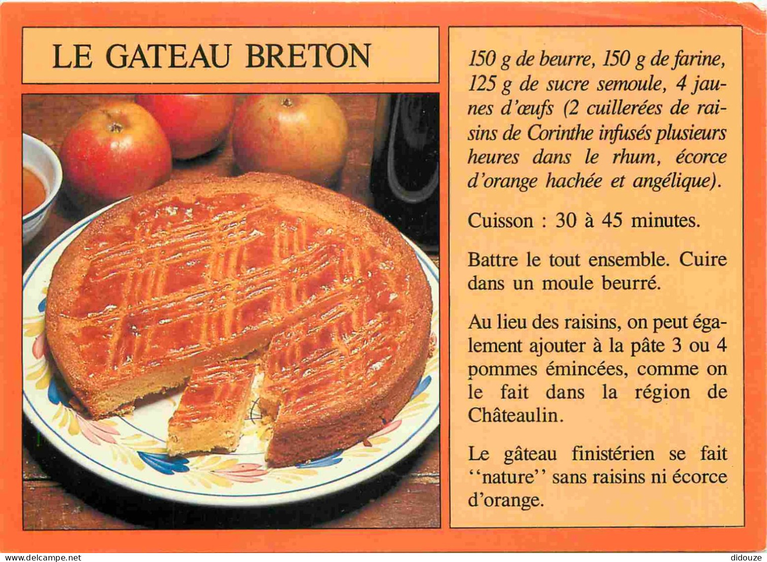 Recettes De Cuisine - Gateau Breton - Gastronomie - CPM - Carte Neuve - Voir Scans Recto-Verso - Recettes (cuisine)