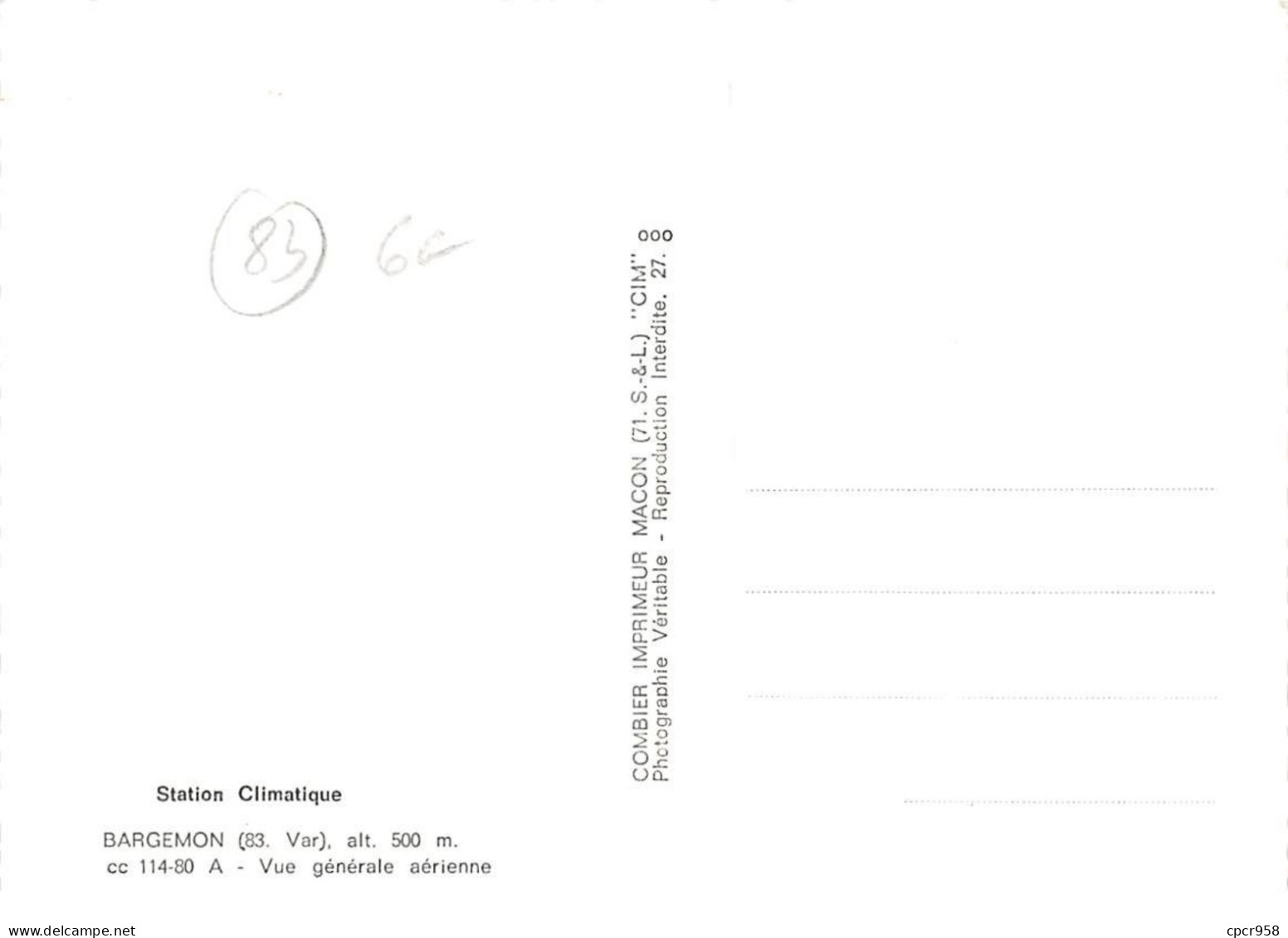 83.AM11022.Bargemon.Edit Combier.cc 114-80.CPSM 15x10 Cm - Bargemon