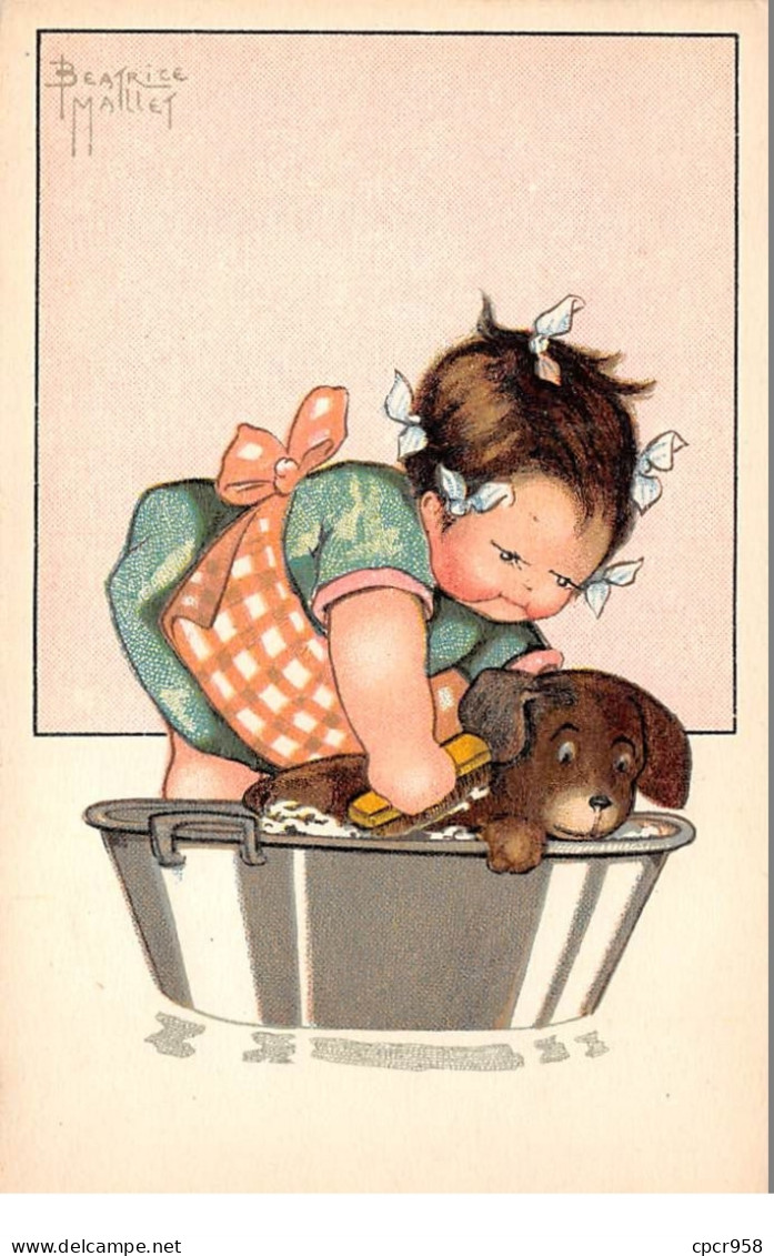 Illustrateur - N°76534 - B. Mallet - Fillette Donnant Un Bain à Un Chien - Grands Magasins De La Samaritaine - Mallet, B.