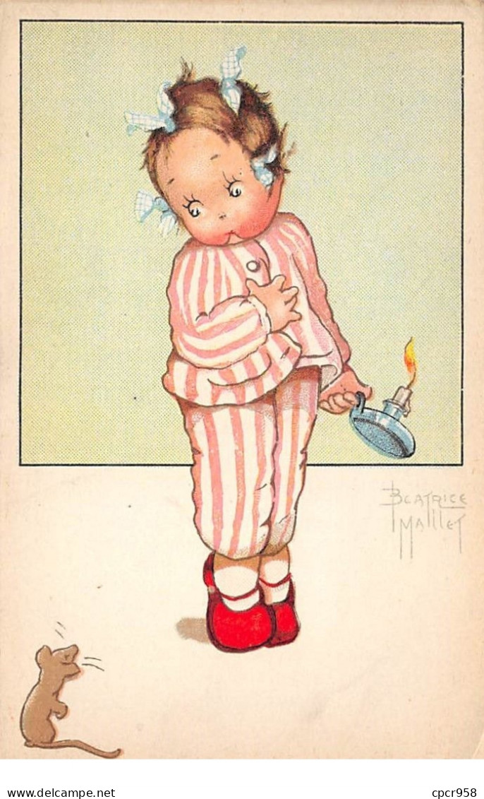 Illustrateur - N°76532 - B. Mallet - Fillette En Pyjama Regardant Une Souris - Grands Magasins De La Samaritaine - Mallet, B.