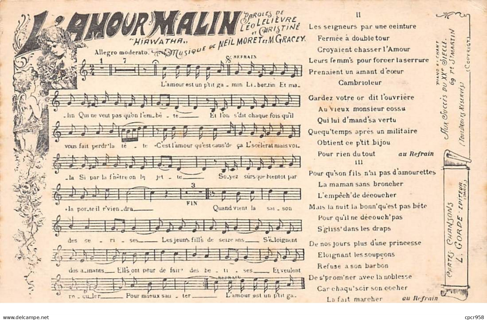 Folklore - N°73692 - L'Amour Malin - Partition De Musique - Music