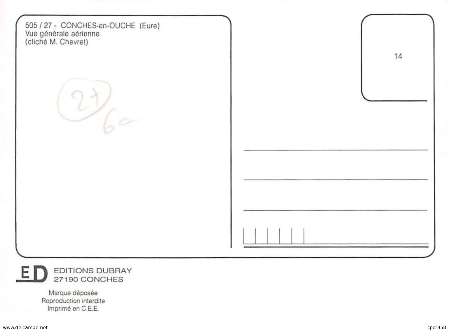 27.AM10151.Conches-en-Ouche.Vue Générale.Edit Dubray.505/27.CPSM 15x10 Cm - Conches-en-Ouche