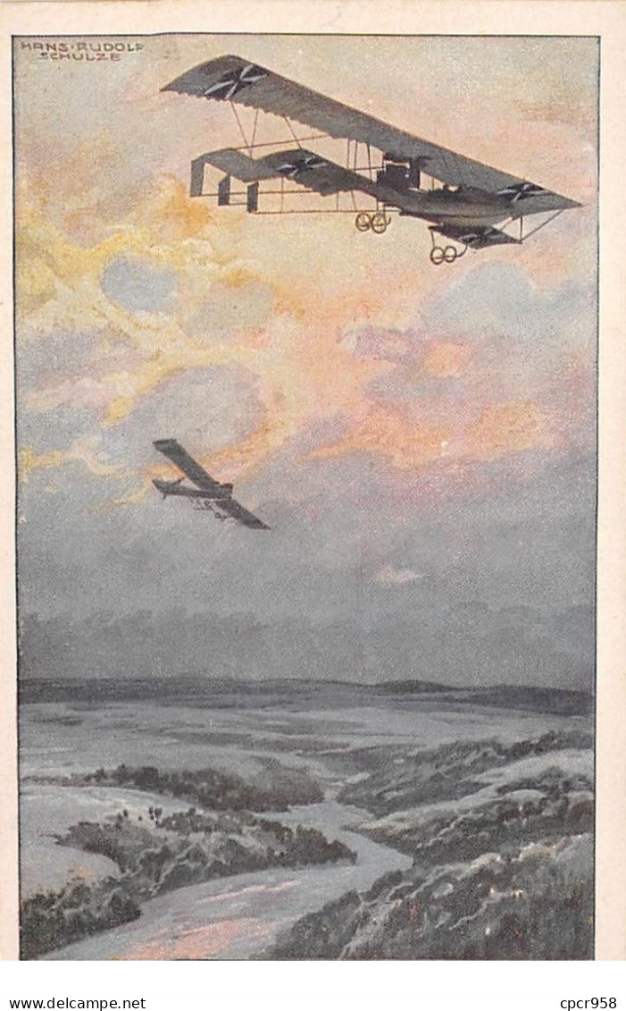 Aviation - N°73575 - Hans Rudolf Schulze - Deux Avions Dans Le Ciel - 1914-1918: 1ère Guerre