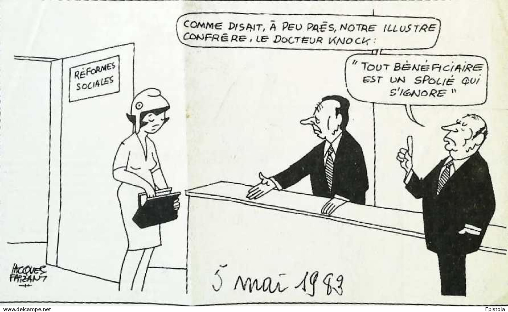 ► Coupure De Presse  Quotidien Le Figaro Jacques Faisant 1983   Mitterrand Delors Reformes Sociales Docteur Knock - 1950 - Nu
