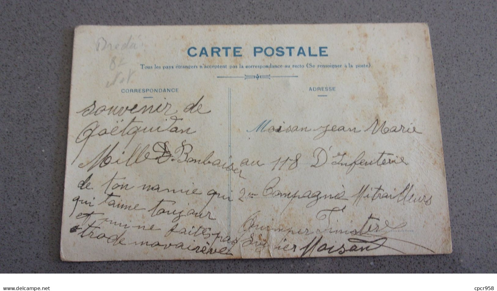 Carte Brodée - N°75708 - Porte Bonheur - Myosotis Autour D'un Fer à Cheval - Carte Vendue En L'état - Brodées