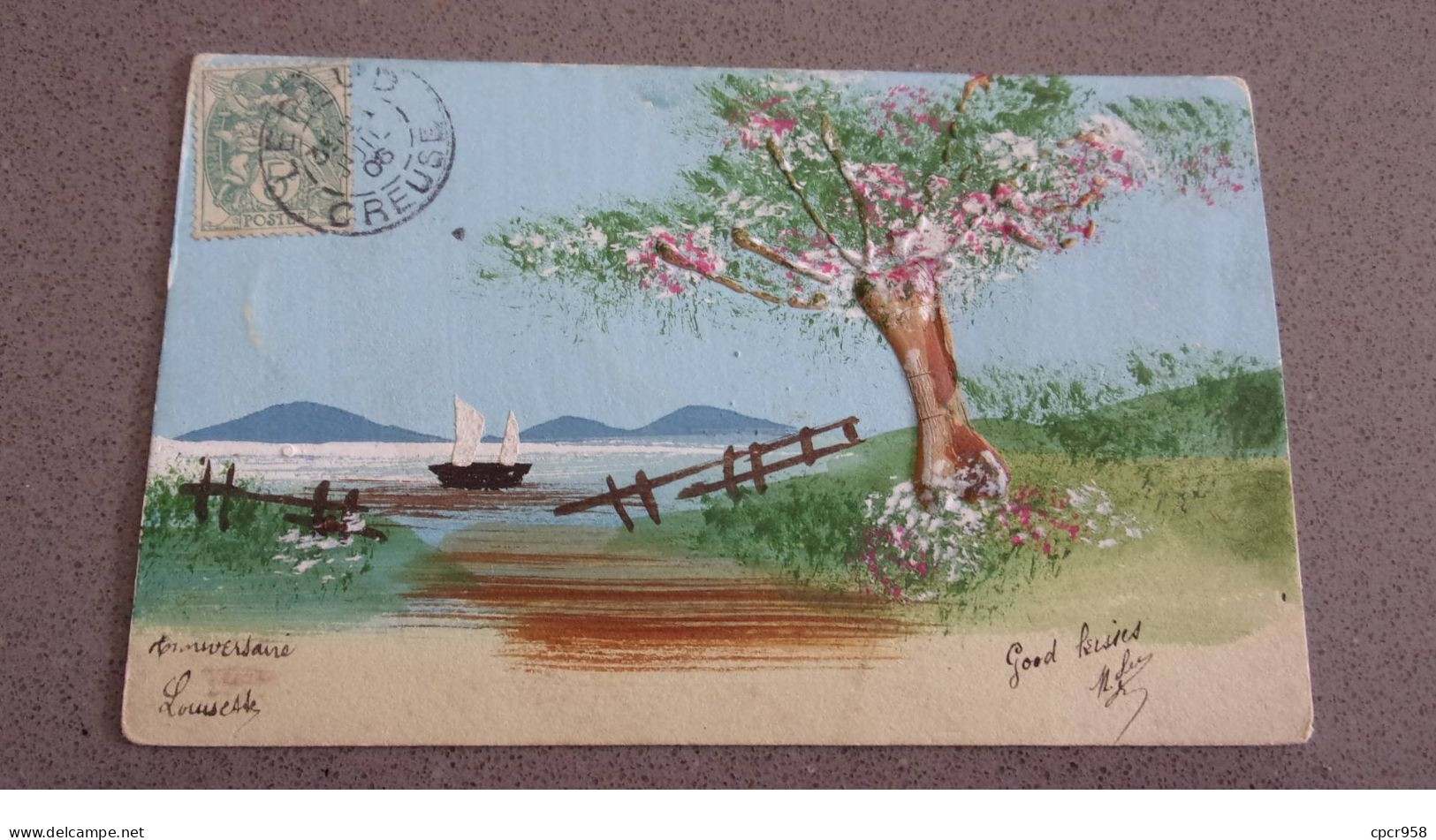 Fantaisie - N°75661 - Paysage Au Bord De L'eau, Bateaux - Carte En Relief - Autres & Non Classés