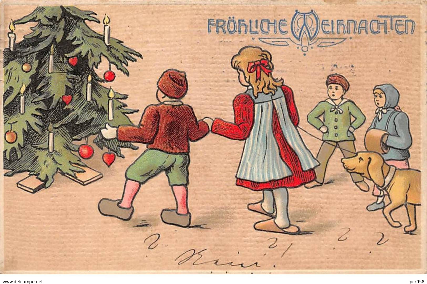 Fantaisies - N°78253 - Fröhliche Weihnachten - Enfants Découvrant Un Sapin Décoré - Carte Gaufrée - Autres & Non Classés