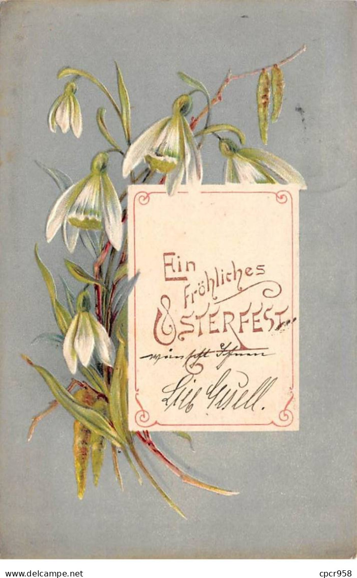 Fantaisies - N°78251 - Ein Fröhliches Osterfest - Petites Fleurs Blanches - Carte Gaufrée - Autres & Non Classés