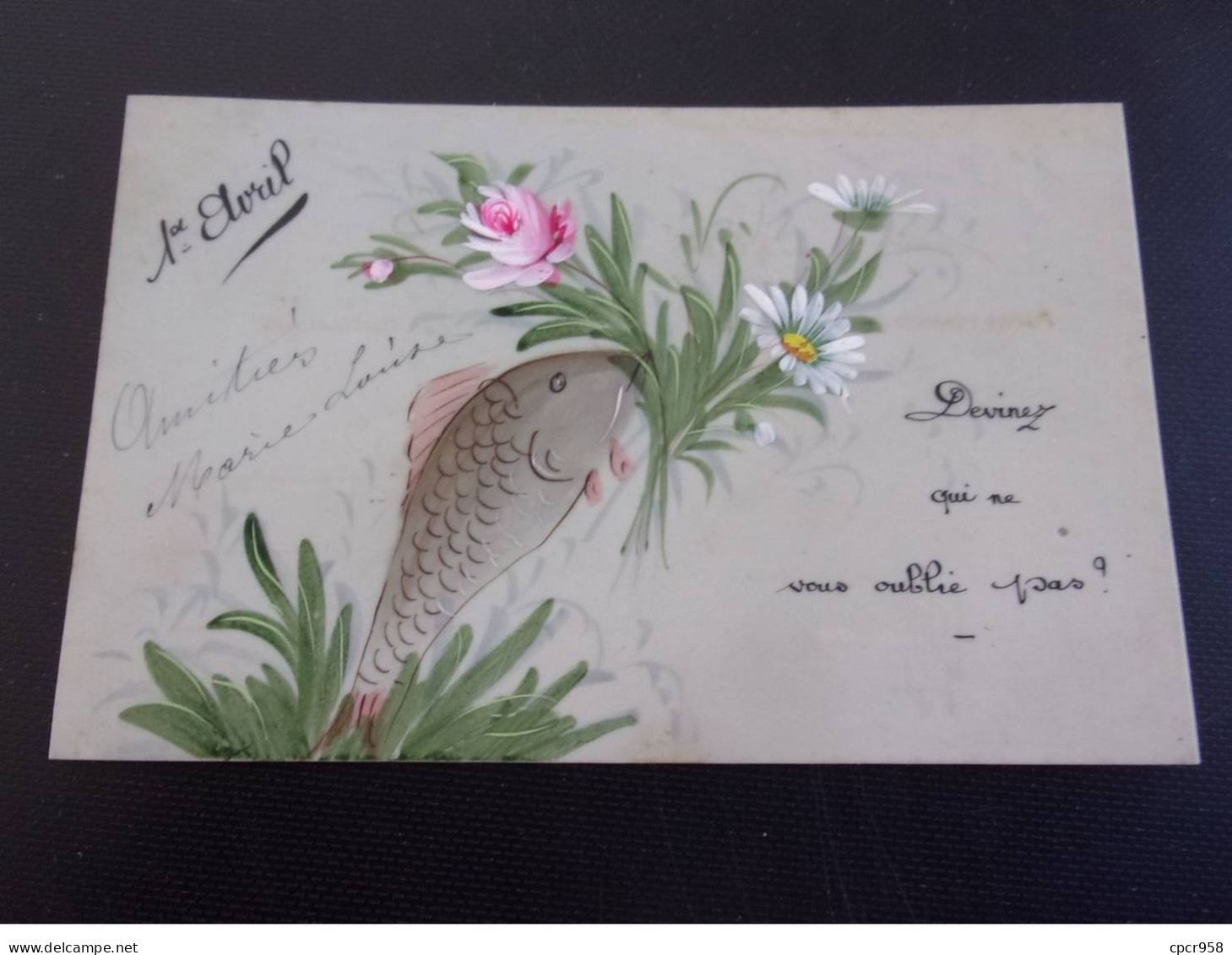 1er Avril - N°76876 - Poisson Avec Des Fleurs - Carte Celluloïd - 1er Avril - Poisson D'avril