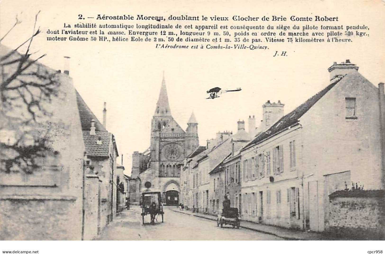 Aviation - N°76241 - Avion - Aérostable Moreau Doublant Le Vieux Clocher De Bris Comte Robert - ....-1914: Precursors