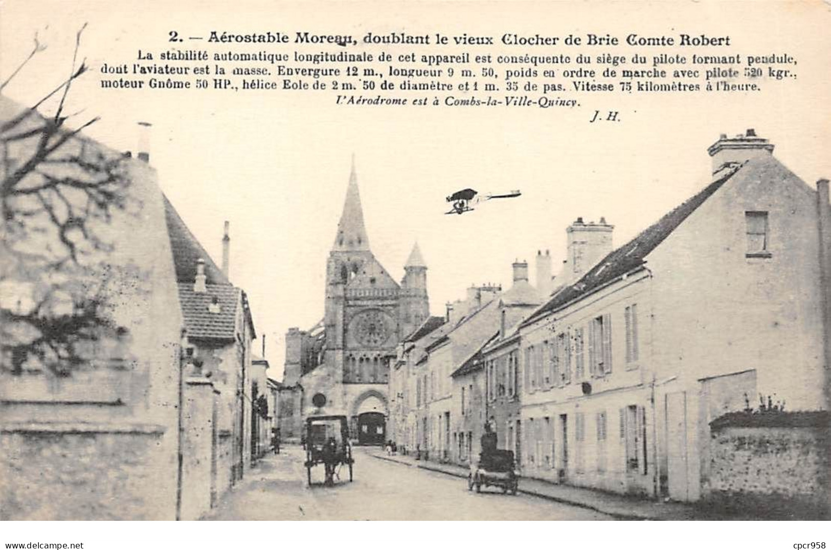 Aviation - N°76241 - Avion - Aérostable Moreau Doublant Le Vieux Clocher De Bris Comte Robert - ....-1914: Precursores