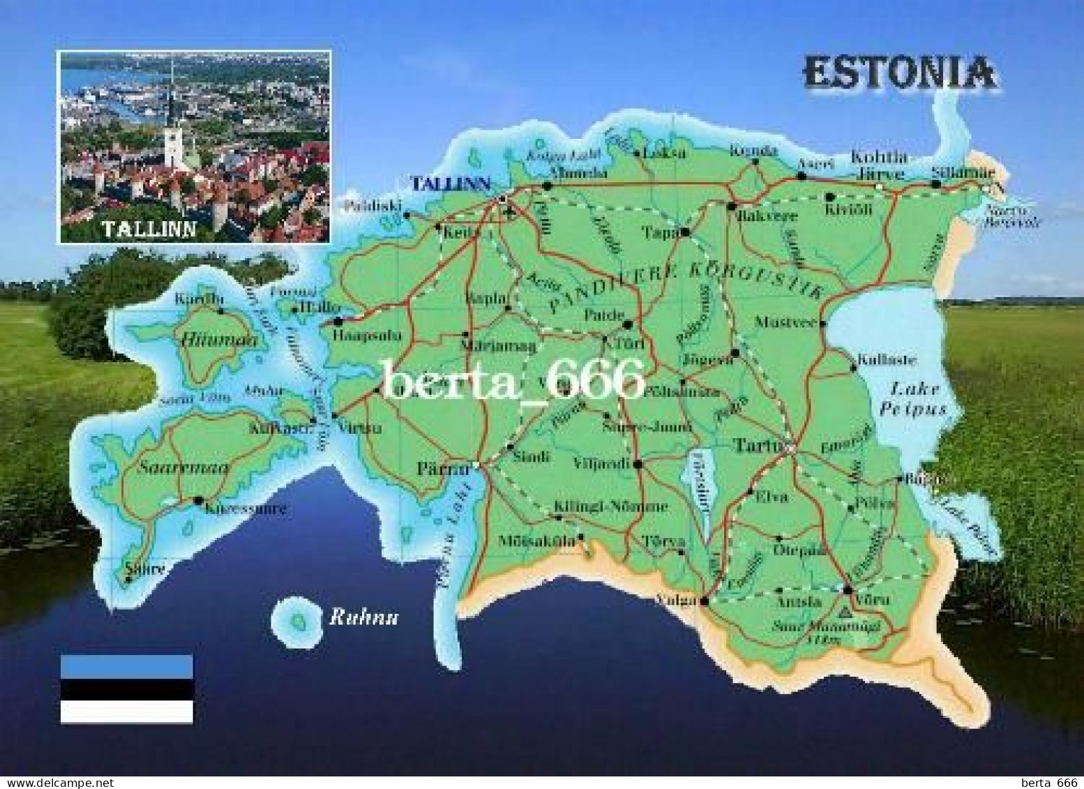 Estonia Country Map New Postcard * Carte Geographique * Landkarte - Estland