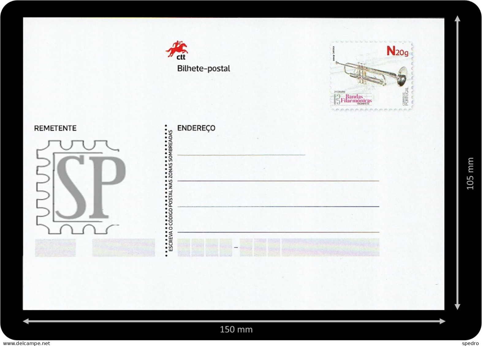 Portugal 2022 1 Bilhete Postal Instrumentos Musicais Das Bandas Filarmónicas 2.º Grupo Trompete Music Musica Musique - Postal Stationery