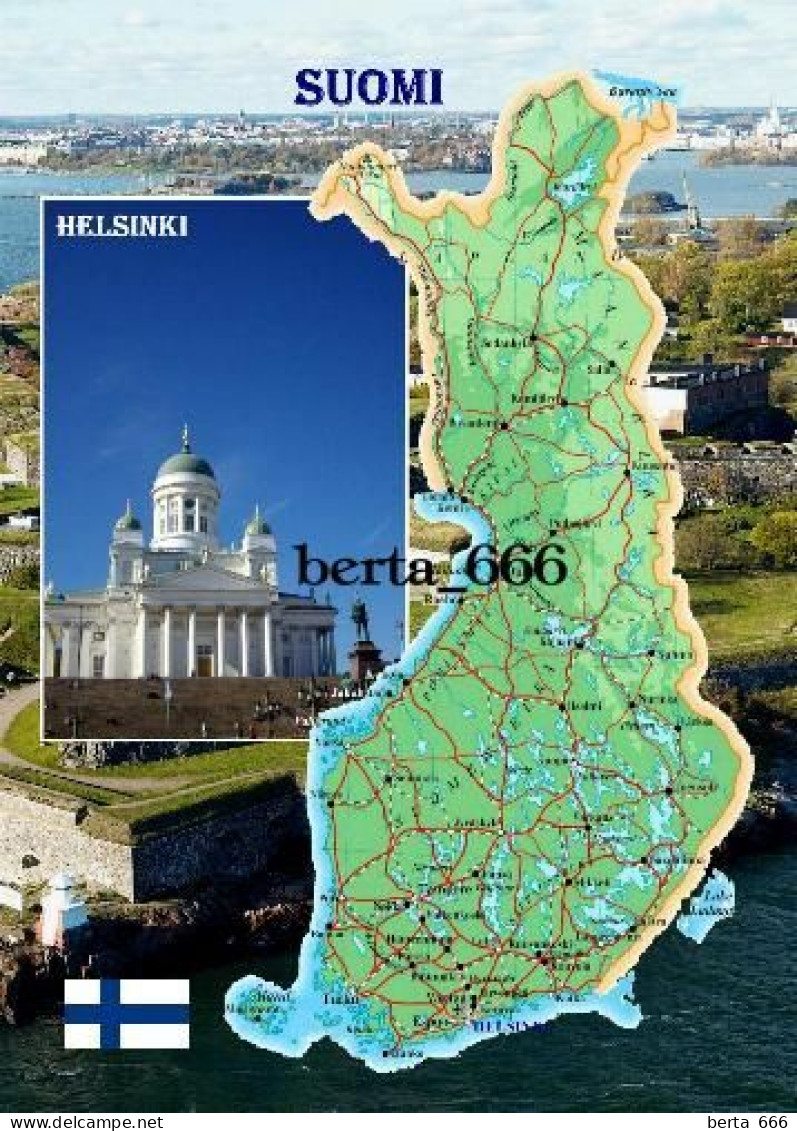 Finland Country Map New Postcard * Carte Geographique * Landkarte - Finland