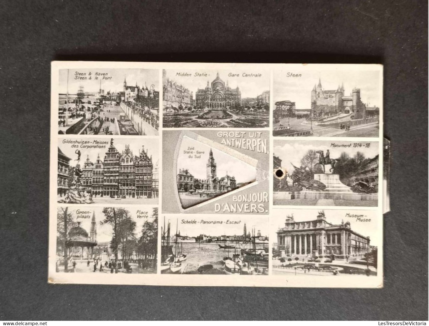 Fantaisie -Carte à Système Bonjour D'Anvers - Roulette De Vues - Multivue - Carte Postale Ancienne - Dreh- Und Zugkarten