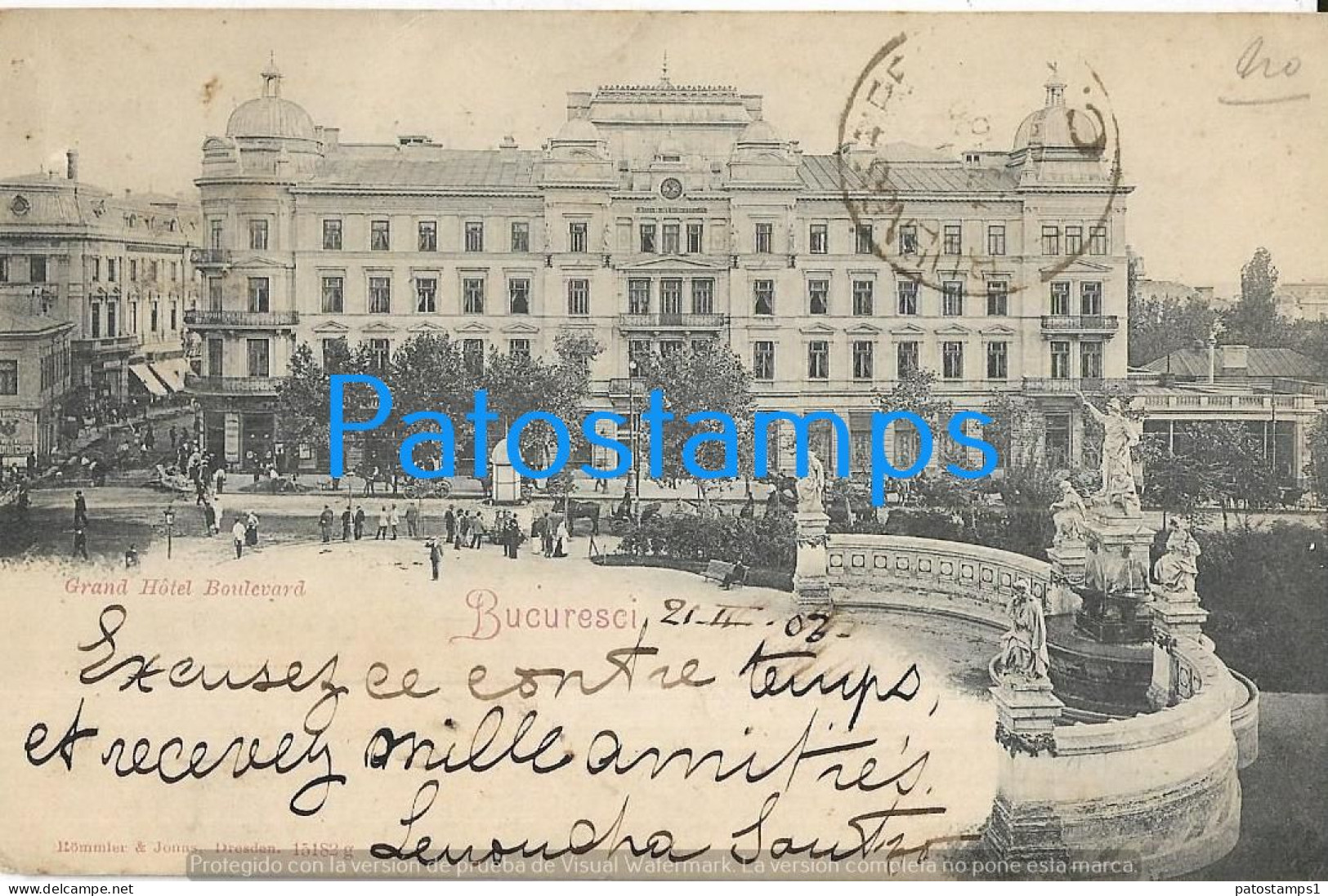 226889 ROMANIA RUMANIA BUÇURESCI GRAND HOTEL BOULEVARD CIRCULATED TO ARGENTINA POSTAL POSTCARD - Romania