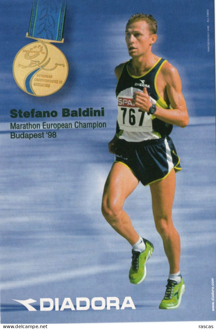 CLA - ATHLETISME - CPM - PHOTO DU CHAMPION D'EUROPE ITALIEN DU MARATHON 1998 A BUDAPEST STEFANO BALDINI - PUB DIADORA - Leichtathletik