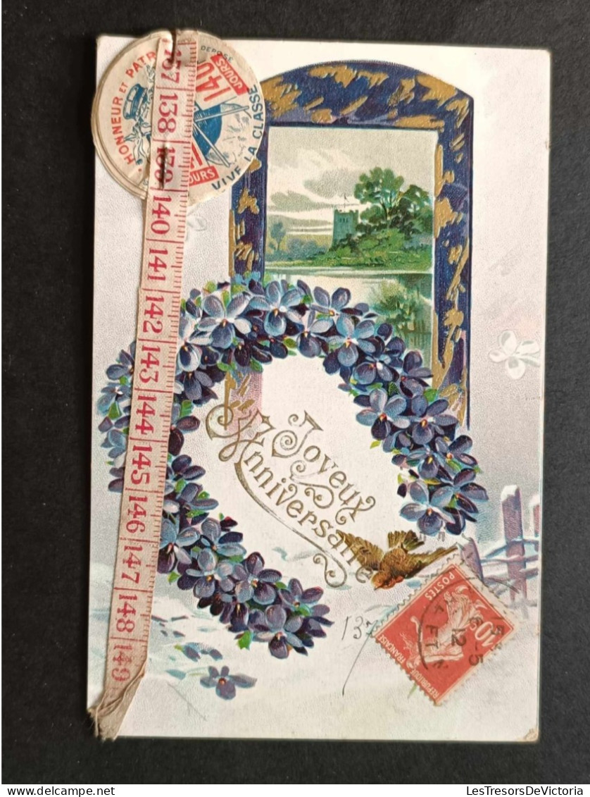 Fête Voeux - Joyeux Anniversaire - Mettre - Fer à Cheval En Fleur - Carte Postale Ancienne - Birthday