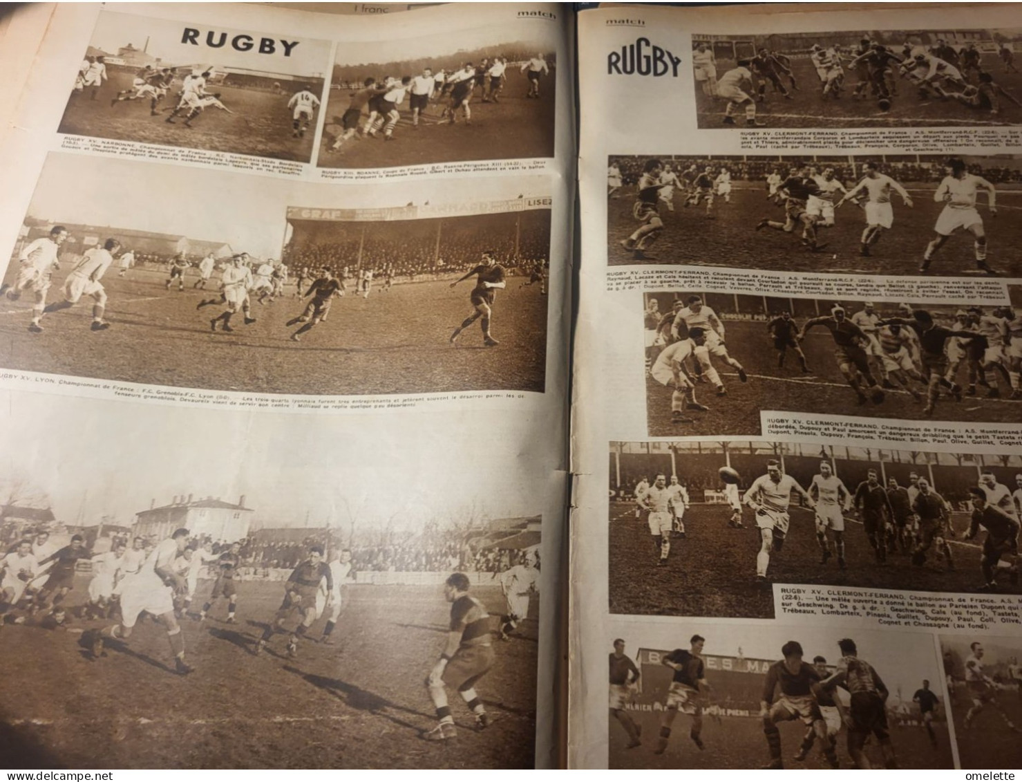 MATCH 37/RUGBY BAYONNE VIENNE CLERMONT FERRAND GRENOBLE ROUEN FIVES /SKI CHAMONIX /FOOT SOCHAUX SETE - 1900 - 1949