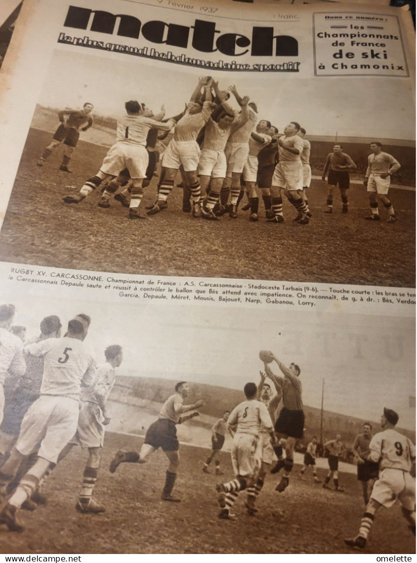 MATCH 37/RUGBY BAYONNE VIENNE CLERMONT FERRAND GRENOBLE ROUEN FIVES /SKI CHAMONIX /FOOT SOCHAUX SETE - 1900 - 1949