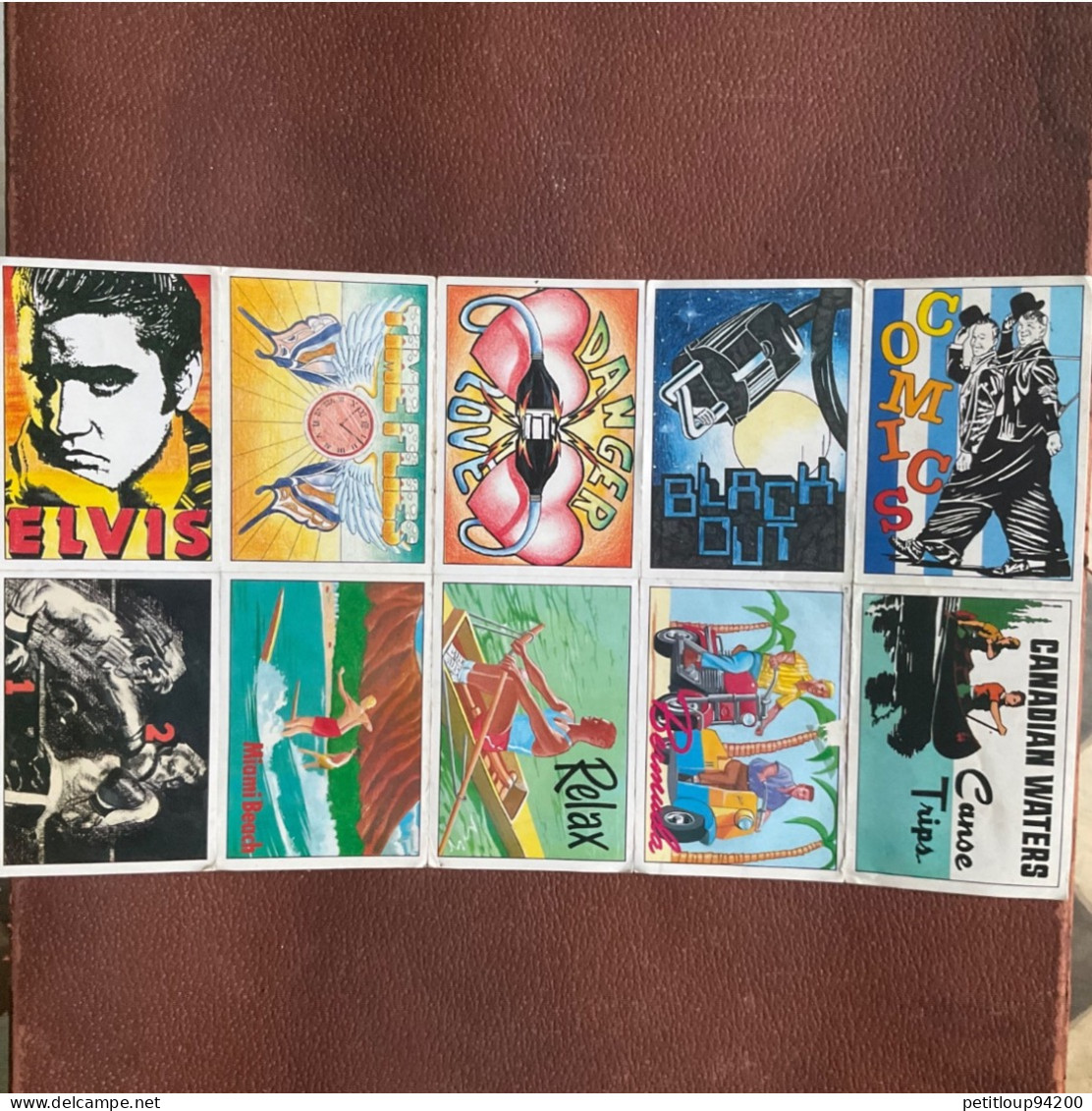 PLANCHE 10 Stickerts  PANINI  Elvis  Comics  Relax  Time Flies  Danger Love  Canse Trips… Black Out  Miami Beach  Boxeur - Engelse Uitgave