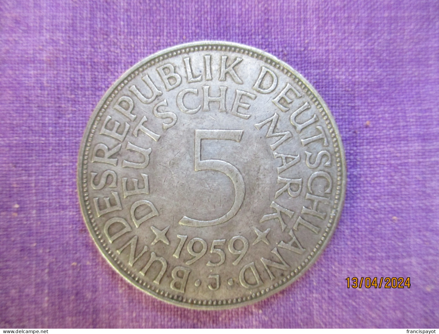 5 Deutsche Mark 1959 J - 5 Marchi