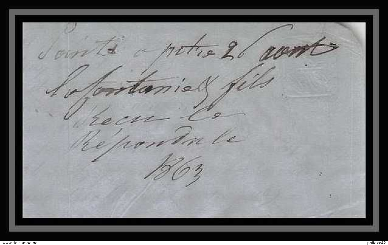 36881 Maritime Paquebot Steamer Pondichery Inde French India  Marseille France 1861 Marque Postale D'entrée Lettre Cover - ...-1852 Prefilatelia