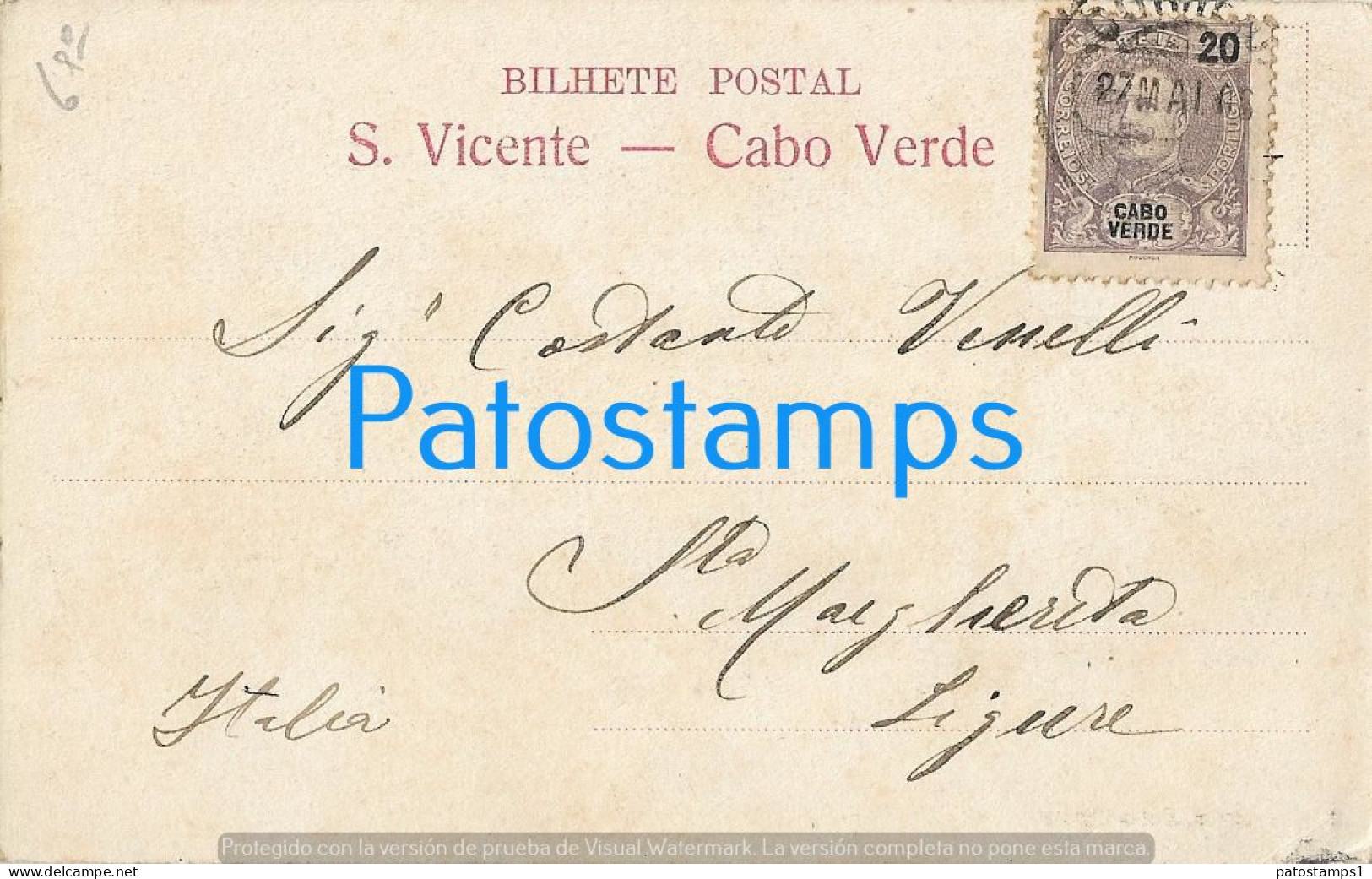 226894 PORTUGAL CABO VERDE SAO VICENTE VIEW GENERAL CIRCULATED TO ITALY POSTAL POSTCARD - Autres & Non Classés